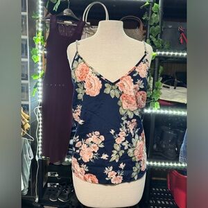 Floral Print Pearl Strap Cami Top.. SizeXL